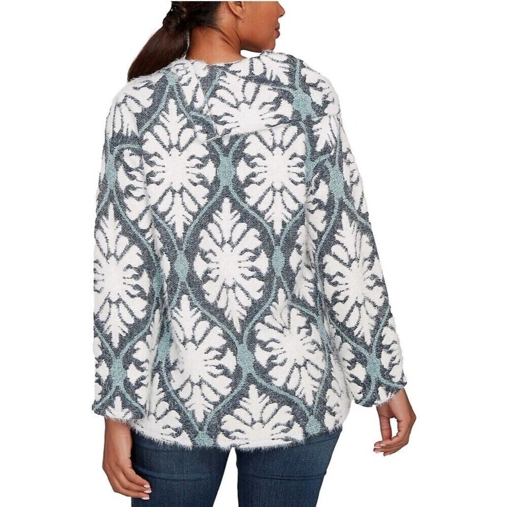 Ruby Rd Petite Large Medallion Jacquard Cowl Neck Sweater NWT Cozy - Picture 2 of 4